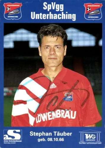 Autogrammkarte Fußballer Stephan Täuber, SpVgg Unterhaching, Autogramm