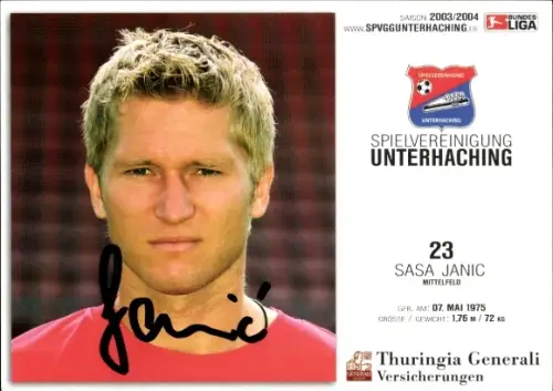 Autogrammkarte Fußballer Sasa Janic, SpVgg Unterhaching, Autogramm