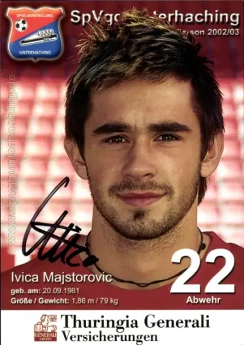 Autogrammkarte Fußballer Ivica Majstorovic, SpVgg Unterhaching, Autogramm