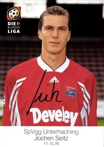 Autogrammkarte Fußballer Jochen Seitz, SpVgg Unterhaching, Autogramm