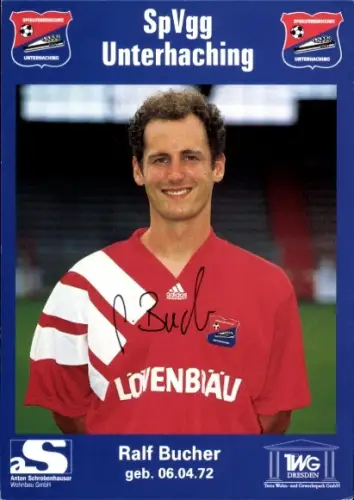 Autogrammkarte Fußballer Ralf Bucher, SpVgg Unterhaching, Autogramm