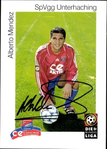 Autogrammkarte Fußballer Alberto Mendez, SpVgg Unterhaching, Autogramm