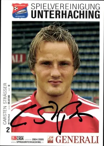 Autogrammkarte Fußballer Carsten Strässer, SpVgg Unterhaching, Autogramm