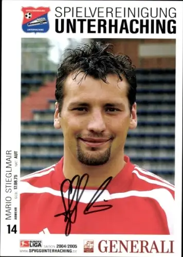 Autogrammkarte Fußballer Mario Stieglmair, SpVgg Unterhaching, Autogramm