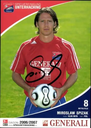 Autogrammkarte Fußballer Miroslaw Spizak, SpVgg Unterhaching, Autogramm