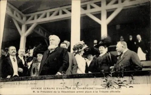 CPA Grande Semaine d'Aviation de Champagne, President de la Republique