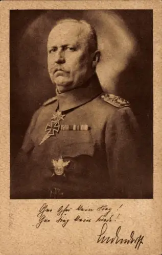 Ak General Erich Friedrich Wilhelm Ludendorff, Ohne Opfer kein Sieg, Ludendorff Spende, Orden