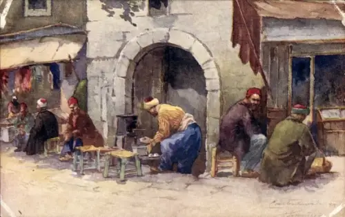 Künstler Ak Constantinople Istanbul Turquie, Café turc