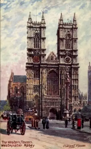 Künstler Ak Flower, Charles, London City, Westminster Abbey, Western Towers