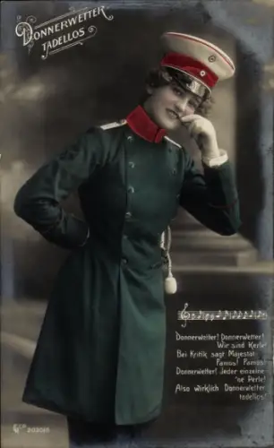 Ak Frau in Uniform, Donnerwetter tadellos