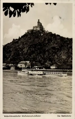 Ak Braubach am Rhein, Marksburg, Köln-Düsseldorfer Rheindampfschifffahrt