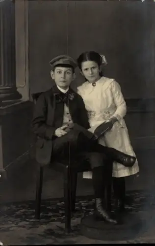 Foto Ak Zwei Kinder, Geschwister, Portrait