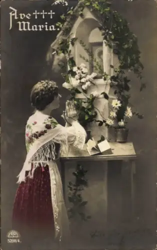 Ak Ave Maria, junge Frau, Gebet