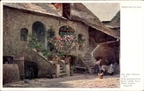 Künstler Ak Simony, Stefan, Ein alter Bauernhof