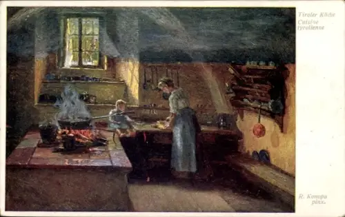 Künstler Ak Konopa, R., Tiroler Küche