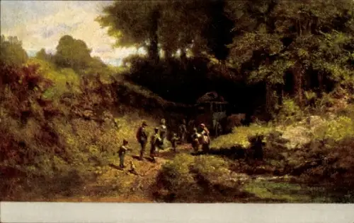 Künstler Ak Spitzweg, C., Menschen auf dem Weg zum Wald
