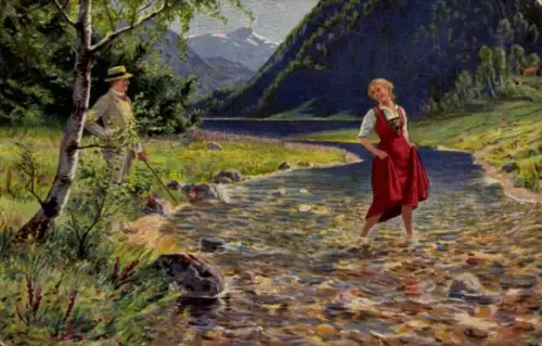 Künstler Ak Dahl, Entwischt, Liebespaar