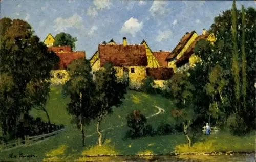 Künstler Ak Senger, L. von, Ortspartie, Häuser