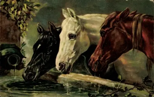 Künstler Ak Herring, John Frederick, Pferde, schwarz, weiß, rot