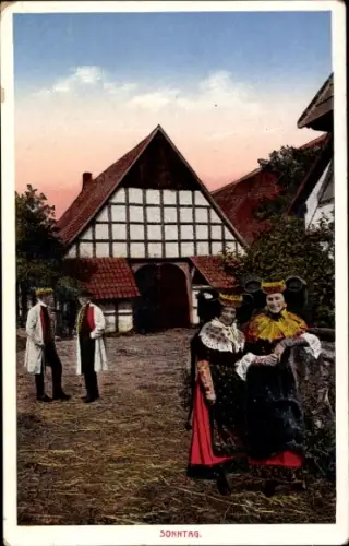 Ak Volkstrachten aus Bückeburg und Schaumburg-Lippe, Sonntag