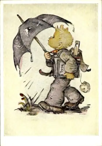 Künstler Ak Hummel, M., Schulweg