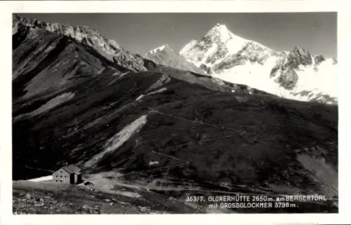 Ak Tirol, Glorerhütte am Bergertörl mit Großglockner
