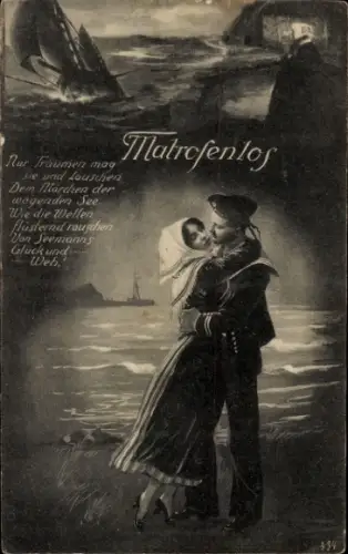 Ak Matrosenlos, Liebespaar, Marinesoldat, Soldatenliebe