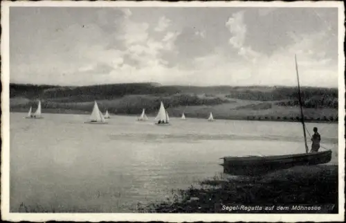 Ak Möhnesee in Westfalen, Segel Regatta auf dem Möhnesee