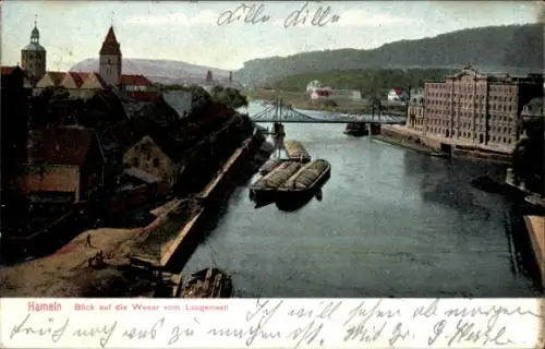 Ak Hameln an der Weser Niedersachsen,  Weser, Langenwall
