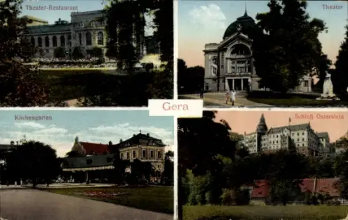 Ak Gera in Thüringen, Theater-Restaurant, Theater, Küchengarten, Schloß Osterstein, Gera