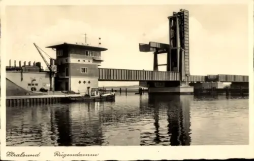Ak Stralsund in Vorpommern,  Rügendamm
