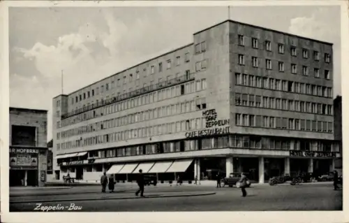Ak Stuttgart in Württemberg, Zeppelin-Bau, Hotel Graf Zeppelin, Café-Restaurant, Hofbräu