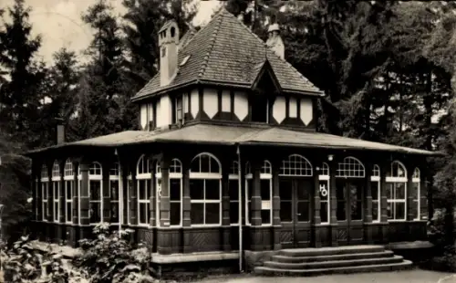 Ak Bad Elster im Vogtland, Pavillon, Glasveranda, Eckturm, HO-Emblem, Kurpark Bad Elster