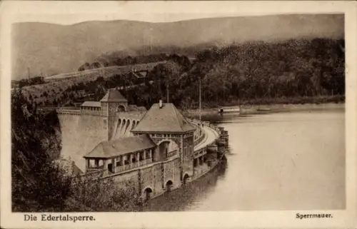 Ak Waldeck am Edersee Hessen, Edertalsperre,  Sperrmauer