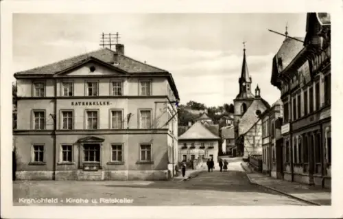 Ak Kranichfeld in Thüringen, Ratskeller,  Kirche