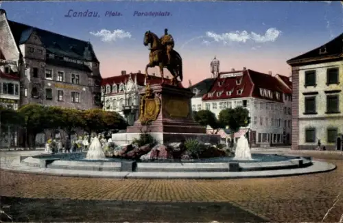 Ak Landau in der Pfalz, Paradeplatz, Denkmal