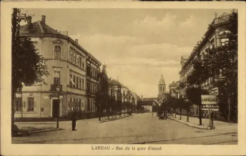 Ak Landau in der Pfalz, LANDAU, Rue de la gare d'ouest