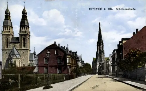 Ak Speyer am Rhein, Schützenstraße, Kirchen