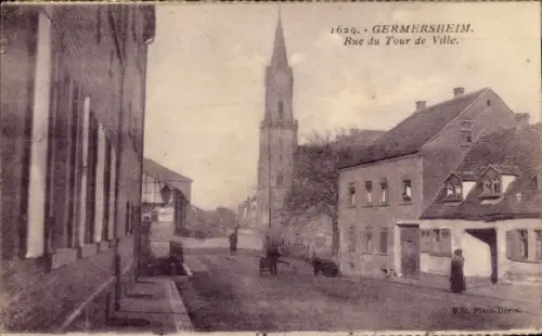 Ak Germersheim am Rhein, Straßenansicht, Kirche, Rue du Tour de Ville