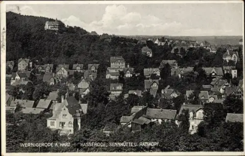 Ak Hasserode Wernigerode am Harz, Sennhütte und Ratskopf