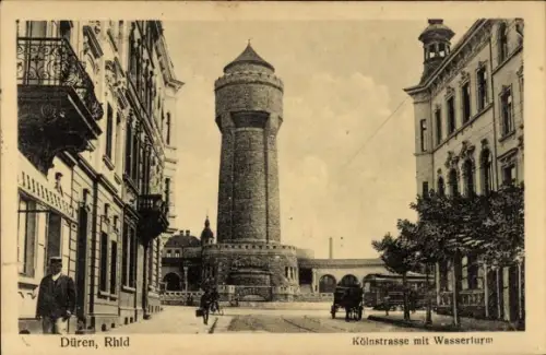 Ak Düren im Rheinland,  Rhld, Kölnstrasse mit Wasserturm