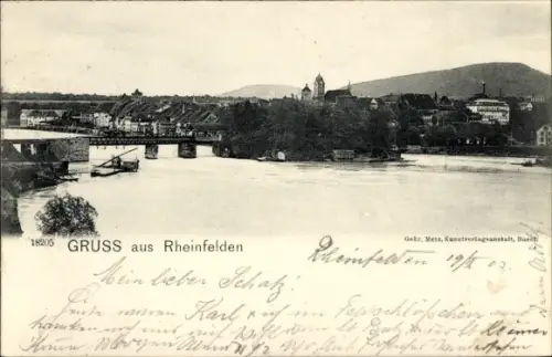 Ak Rheinfelden Kanton Aargau Schweiz, Gesamtansicht, Brücke