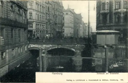 Ak Hamburg Mitte Neustadt, Schleuse am Graskeller