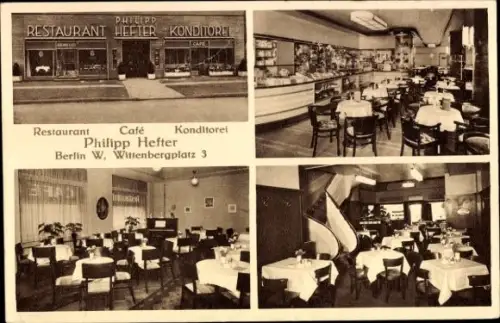 Ak Berlin Schöneberg, Restaurant Philipp Hefter, Wittenbergplatz 3