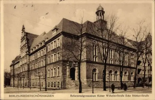 Ak Berlin Pankow Niederschönhausen, Reformrealgymnasium Kaiser Wilhelm Straße Ecke Blücherstraße