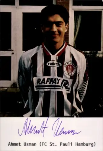 Autogrammkarte Fußballer Ahmet Usman, FC St. Pauli, Autogramm