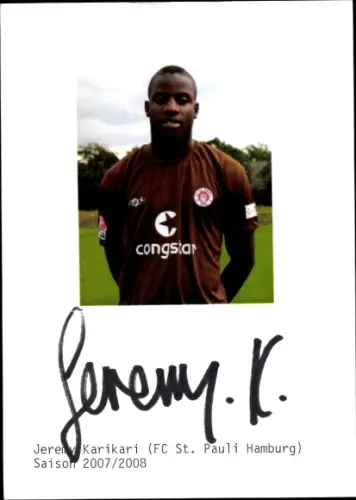 Autogrammkarte Fußballer Jeremy Karikari, FC St. Pauli Hamburg, Autogramm