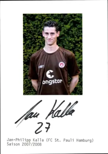 Autogrammkarte Fußballer Jan Philipp Kalla, FC St. Pauli Hamburg, Autogramm