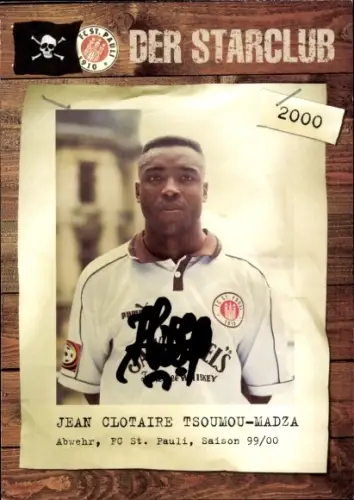 Autogrammkarte Fußballer Jean Clotaire Tsoumou Madza, FC St. Pauli Hamburg, Autogramm