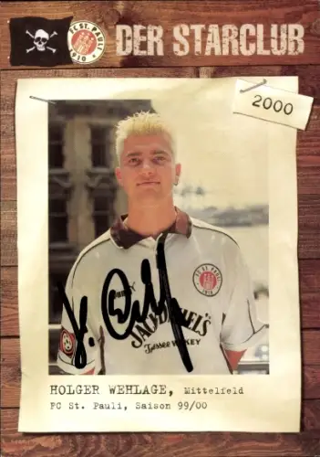 Autogrammkarte Fußballer Holger Wehlage, FC St. Pauli Hamburg, Autogramm